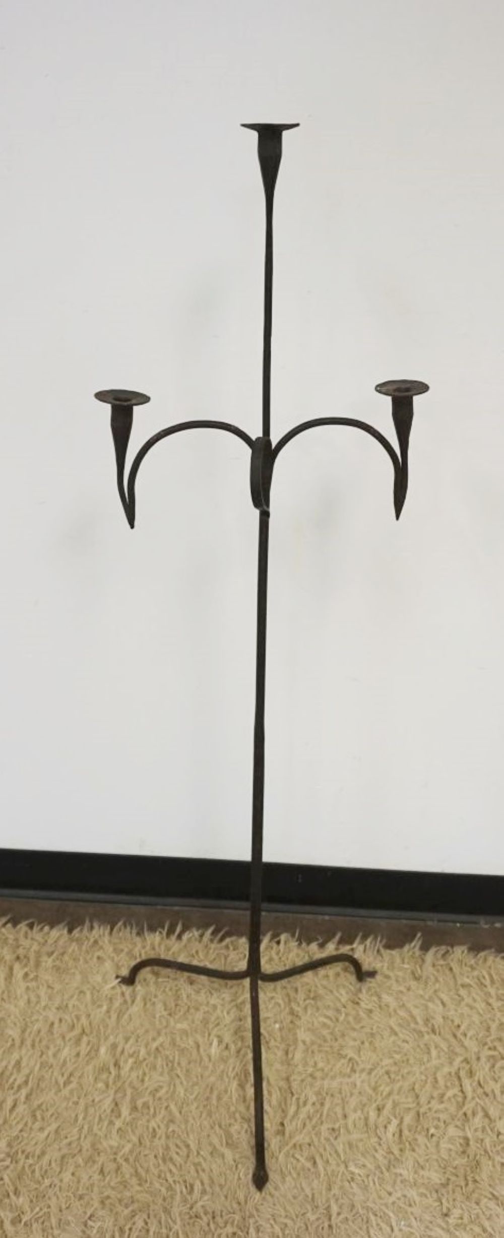 PRIMITIVE WROUGHT IRON CANDLE STAND (1 of 3)