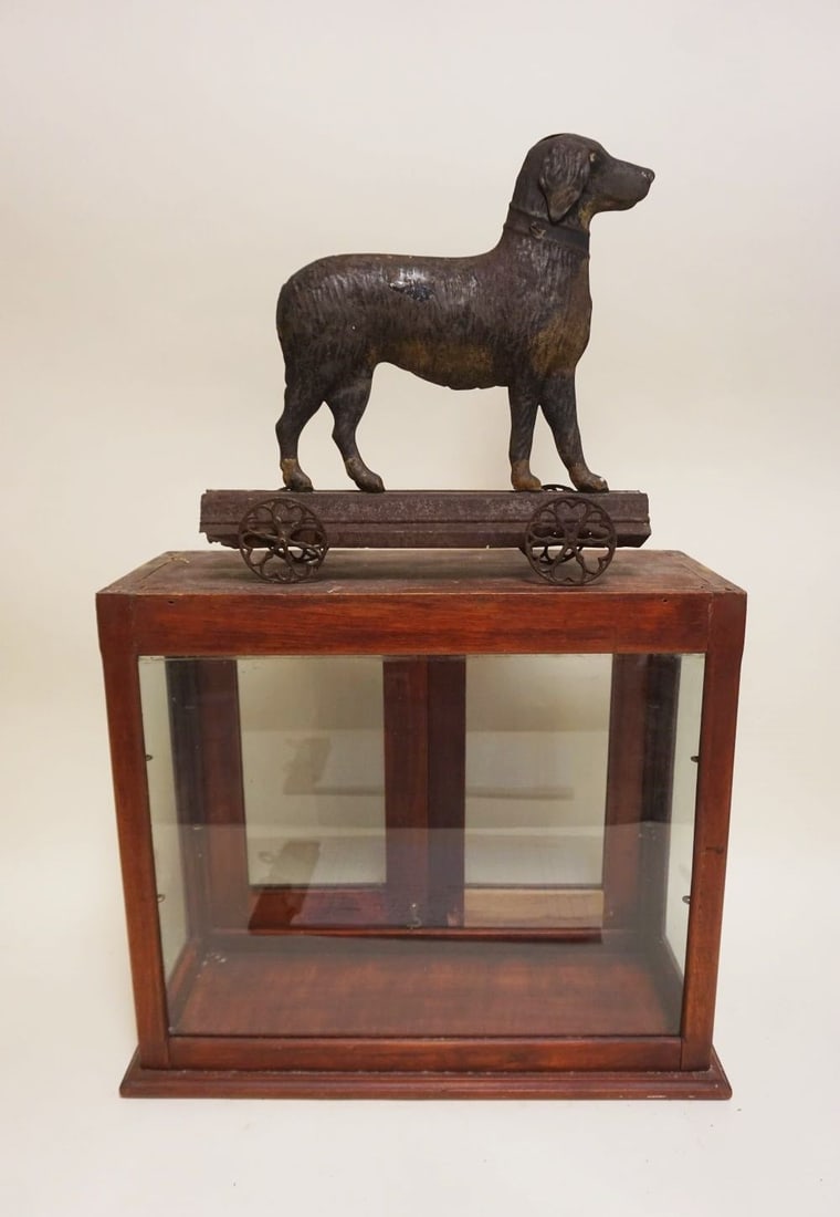 ANTIQUE CHILDS VICTORIAN METAL DOG PULL TOY (1 of 10)