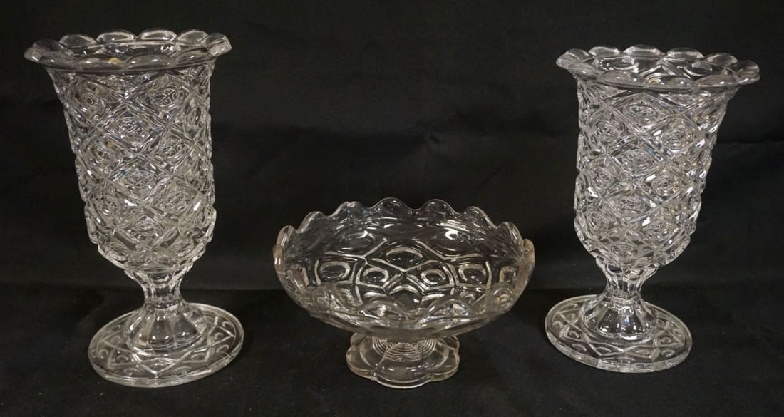 ANTIQUE FLINT GLASS SPOONER & COMPOTE (1 of 3)