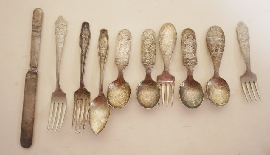 EARLY DISNEY MICKEY & MINIIE MOUSE SPOON & FORK (1 of 3)