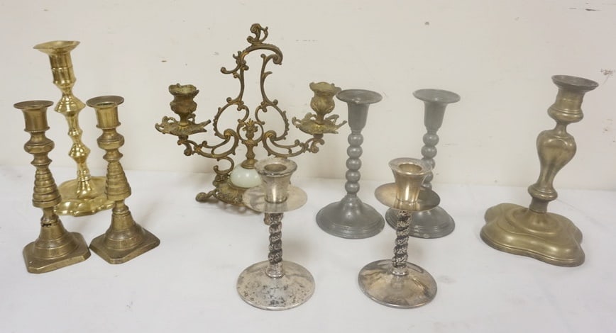 ASSORTED BRASS, PEWTER & SILVER PLATE (1 of 2)