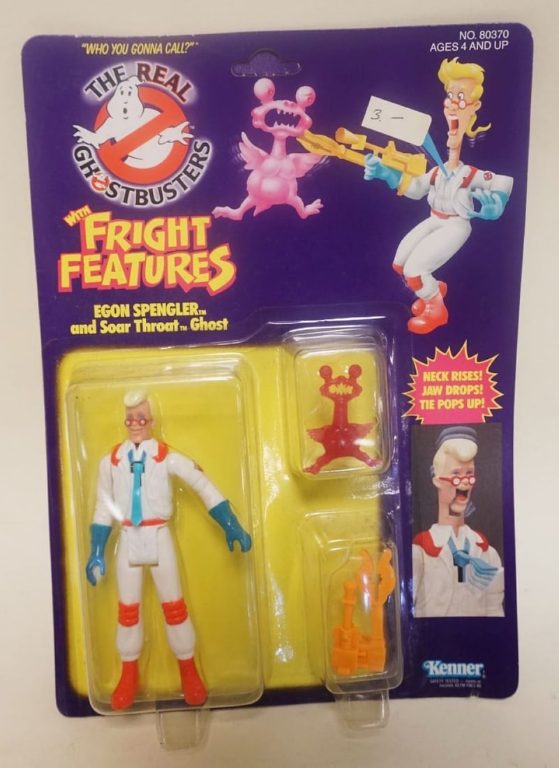 THE REAL GHOST BUSTERS: THE REAL GHOST BUSTERS WITH FRIGHT FEATURES EGON SPENGLER AND SOAR THROAT GHOST, NEW OLD STOCK, KENNER 1986