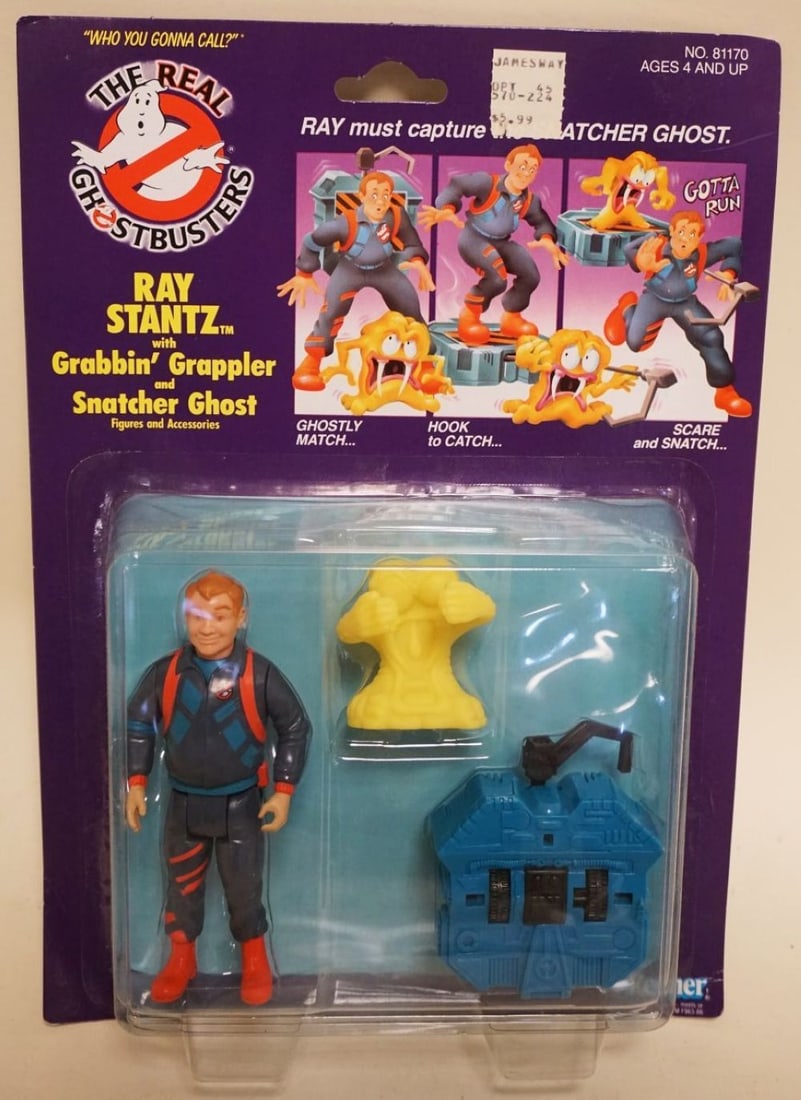 THE REAL GHOST BUSTERS: THE REAL GHOST BUSTERS RAY STANTZ WITH GRABIN GRAPPLER AND SNATCHER GHOST , NEW OLD STOCK SEALED, KENNER 1986