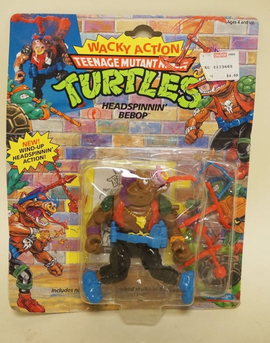 PLAYMATES TEENAGE MUTANT NINJA TURTLES: PLAYMATES TEENAGE MUTANT NINJA TURTLES 1991, NEW OLD STOCK, SEALED WHACKY ACTION HEAD SPINNING BOB