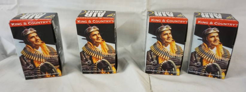 KING & COUNTRY WWII: KING & COUNTRY WWII AIRFORCE METAL SOLDIERS LOT OF 4 BOXED