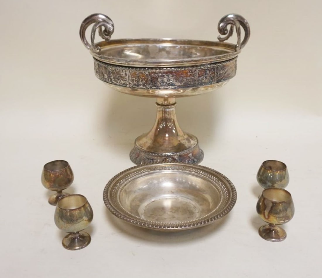 STERLING BOWL & 4 CORDIALS (1 of 2)