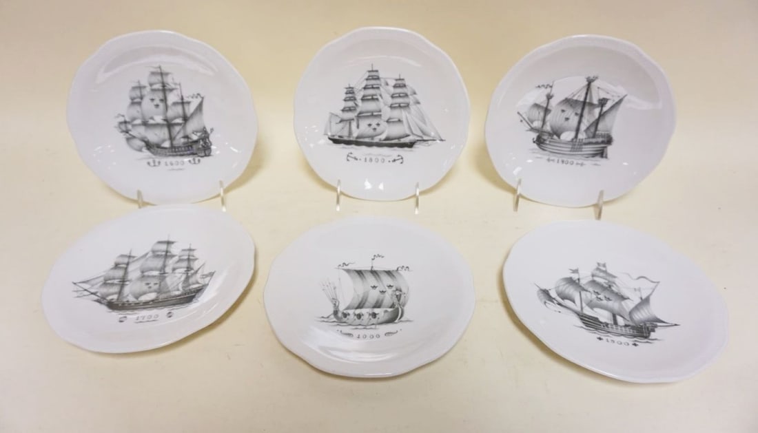 SWEDISH AMERICAN LINE 6 NAUTICAL SHIP PLATES (1 of 4)