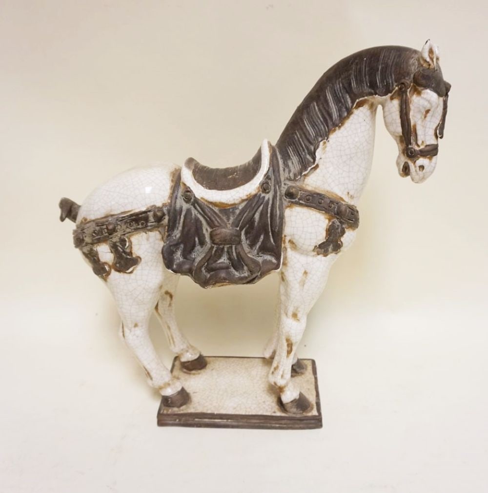 LARGE ASIAN POTTERY HORSE (1 of 4)