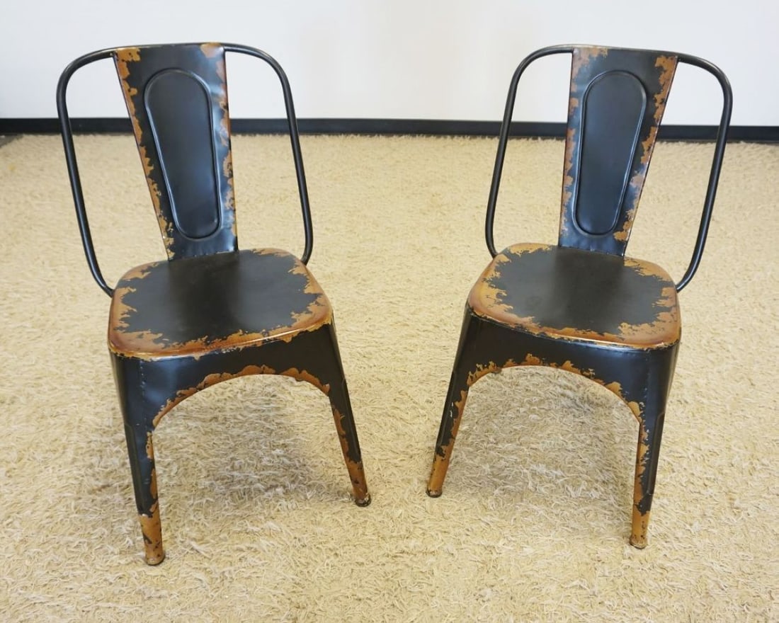 PAIR OF METAL INDUSTRIAL CHAIRS: PAIR OF METAL INDUSTRIAL CHAIRS