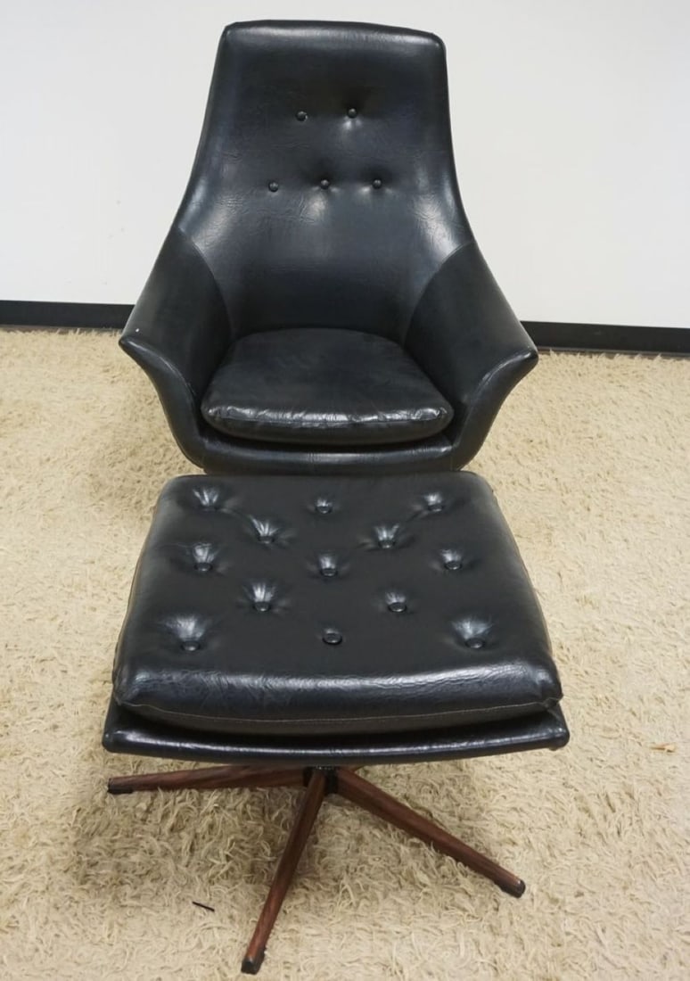 MID CENTURY MODERN SWIVEL ARM CHAIR AND OTTOMAN (1 of 4)