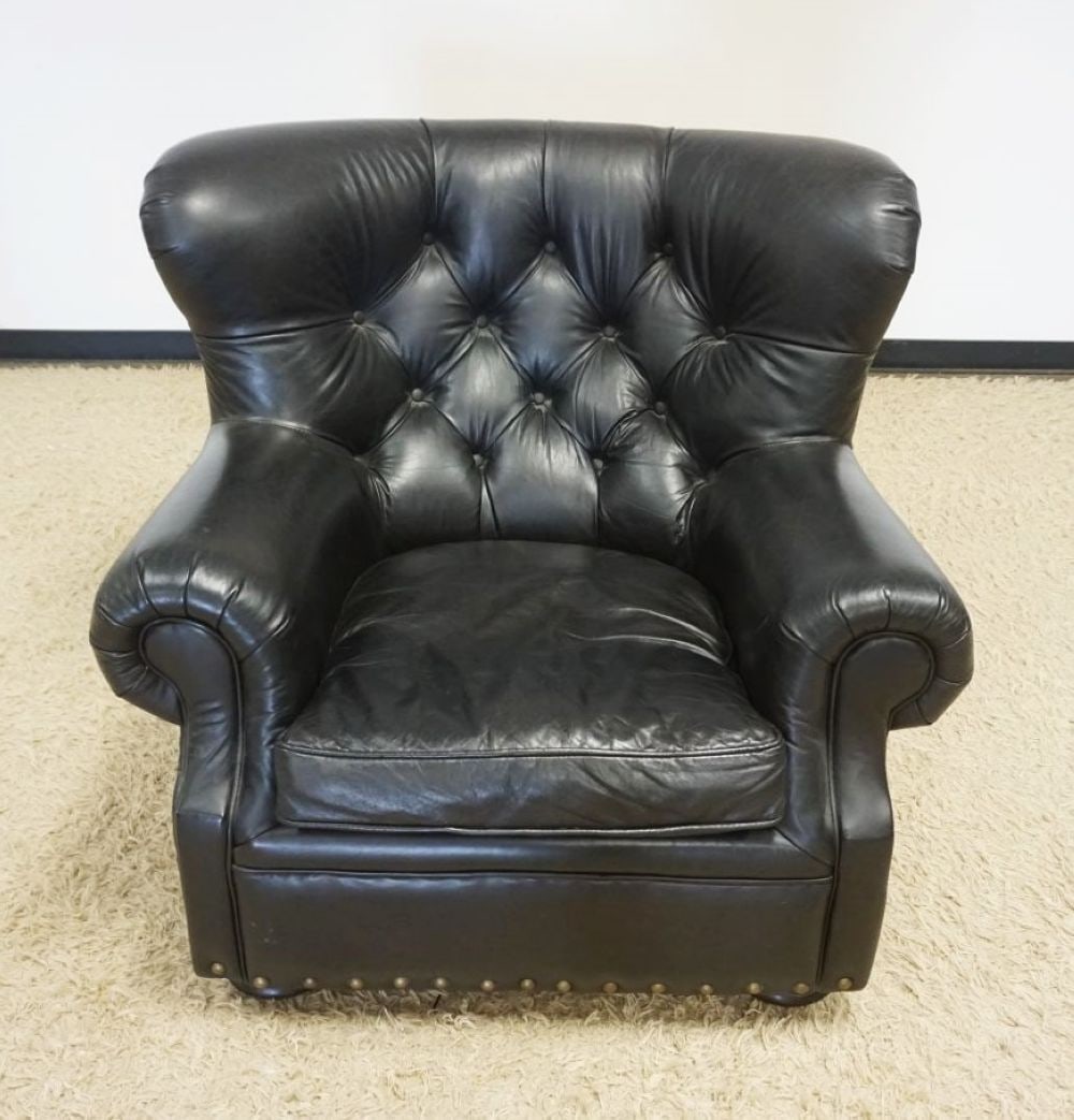 RESTORATION HARDWARE LEATHER ARM CHAIR (1 of 5)