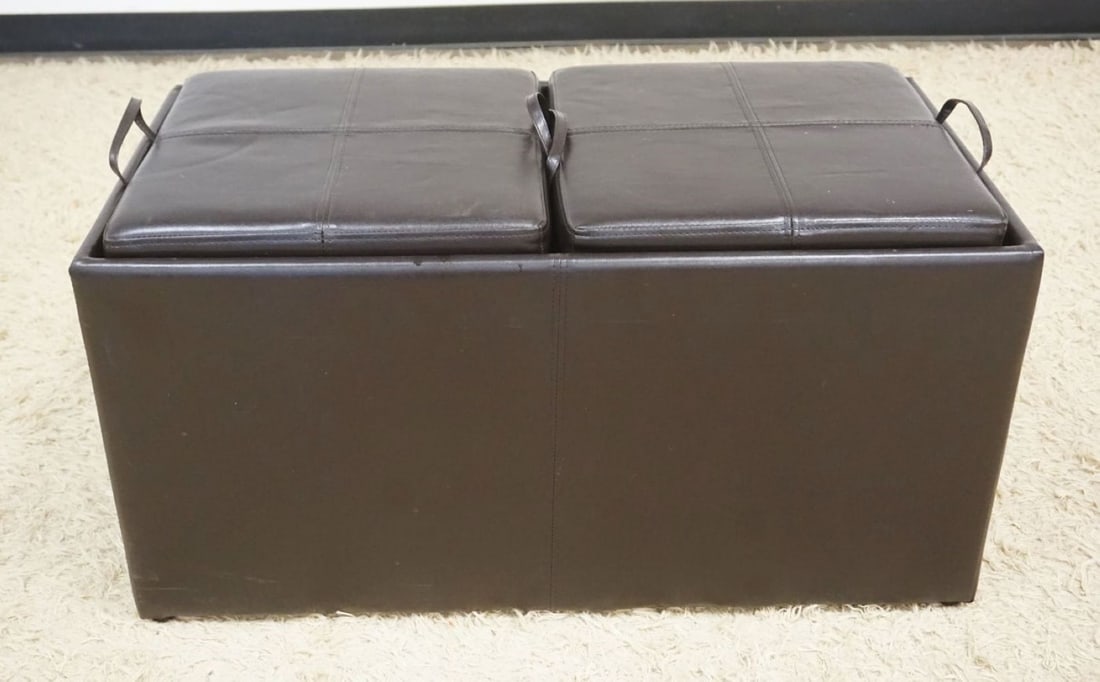 VINYL BENCH WITH STORAGE COMPARTMENT: VINYL BENCH WITH STORAGE COMPARTMENT, APPROXIMATELY 35 IN X 18 IN X 19 IN H