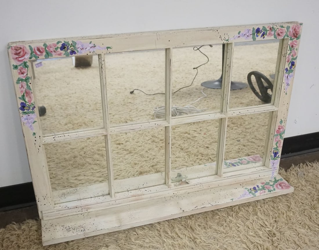 FLORAL PAINT DECORATED HANGING WINDOW SHELF (1 of 3)
