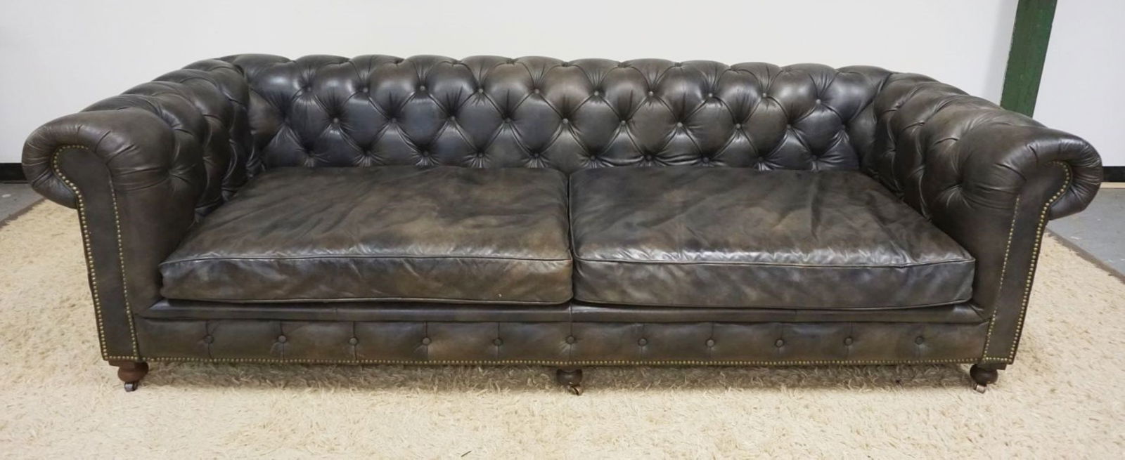 RESTORATION HARDWARE BROWN LEATHER SOFA (1 of 6)