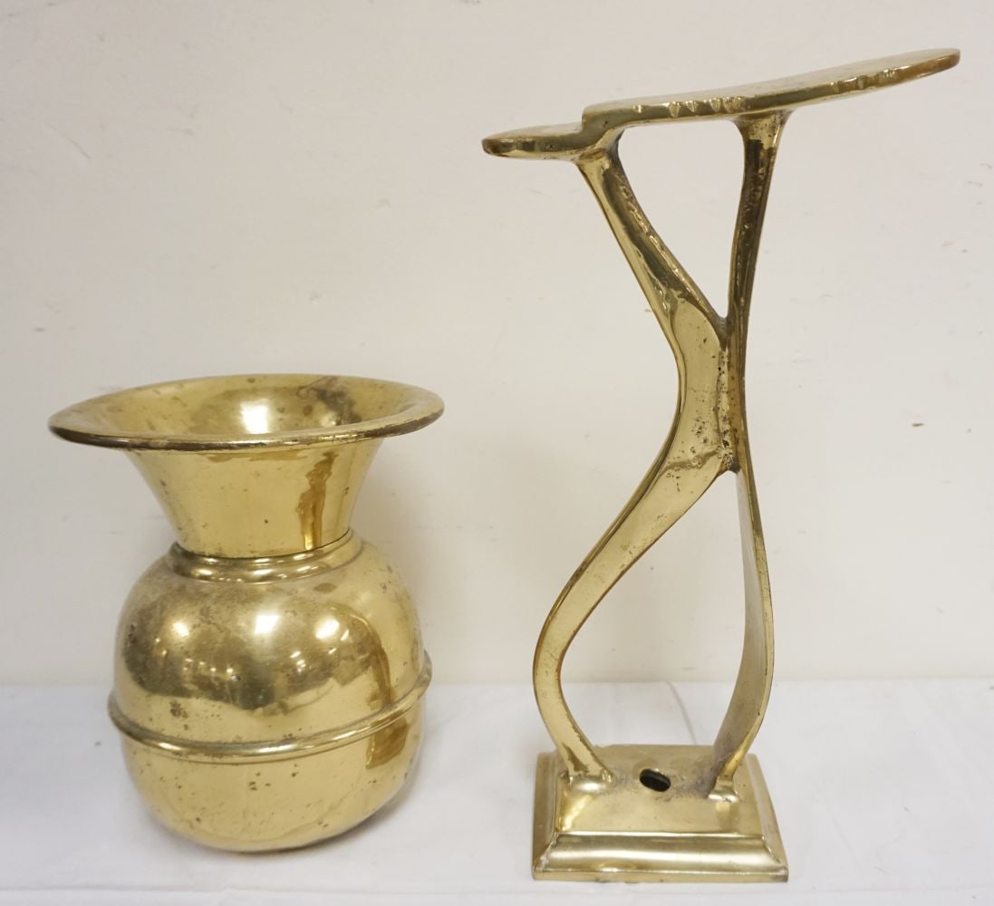 BRASS SHOE STAND ND BRASS SPITTOON STAND (1 of 2)