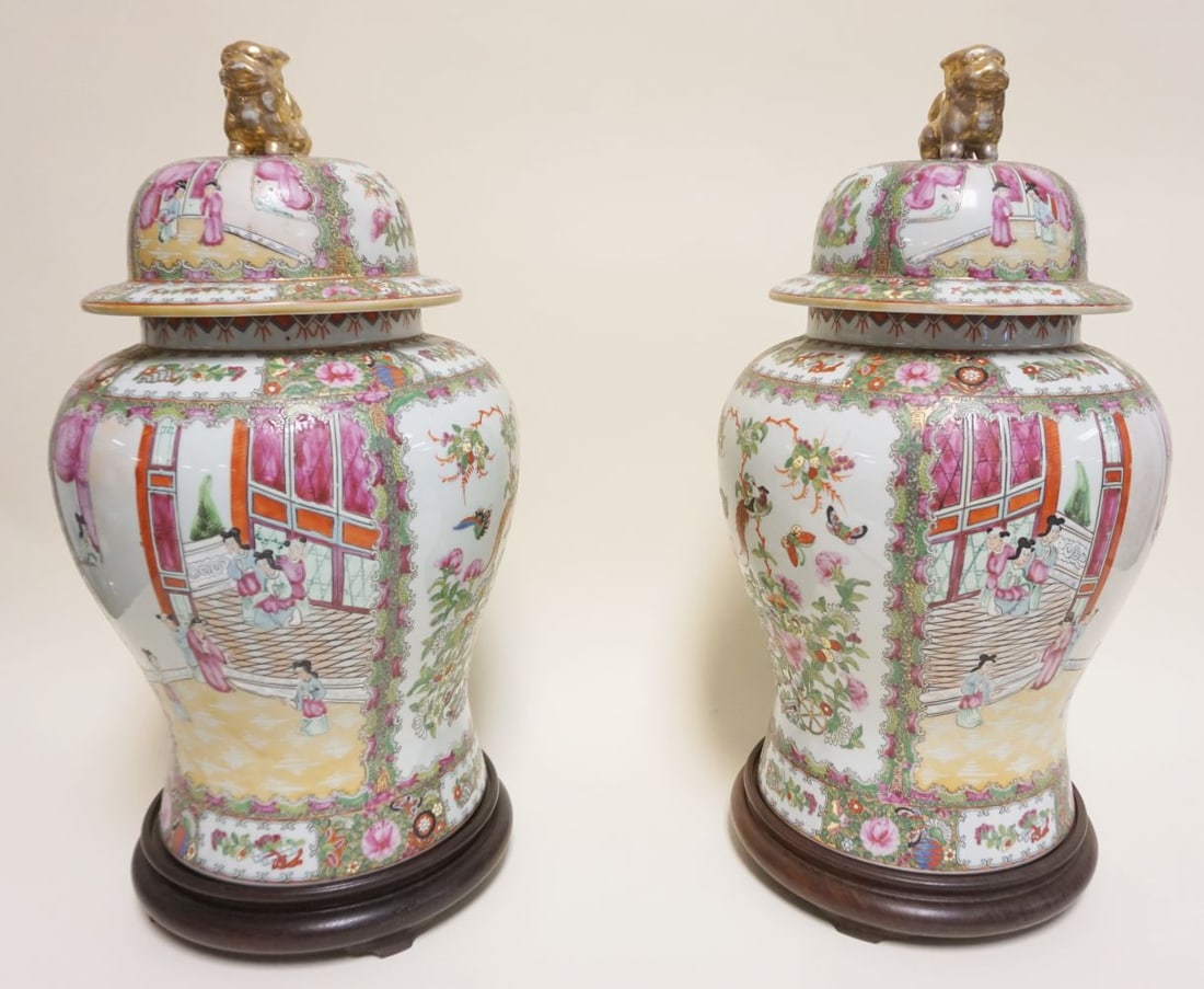CHINESE ROSE MEDALLION COVERED URNS (1 of 5)