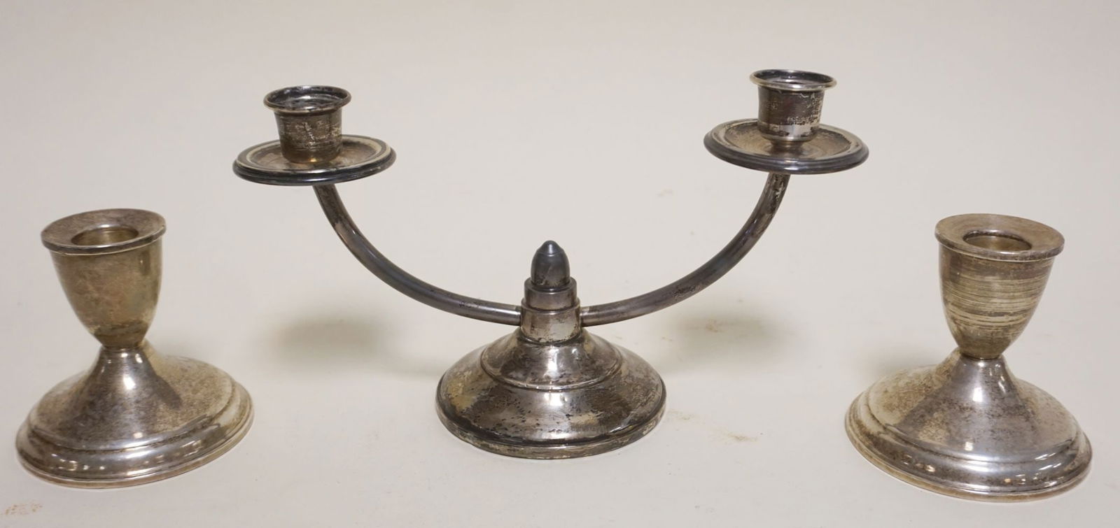 STERLING SILVER WEIGHTED CANDLESTICKS: STERLING SILVER WEIGHTED CANDLESTICKS