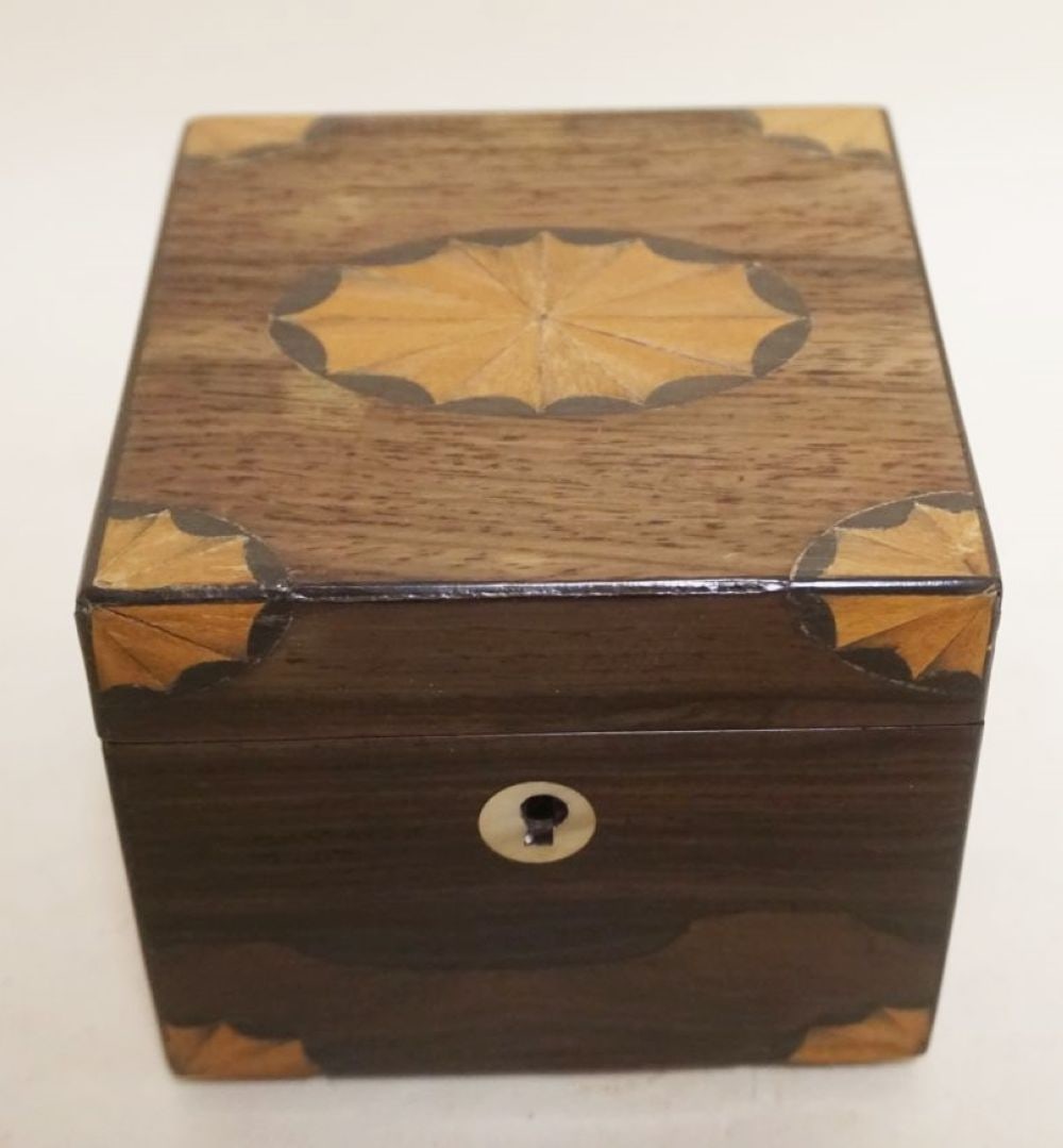 ANTIQUE ROSEWOOD TEA CADDY (1 of 3)