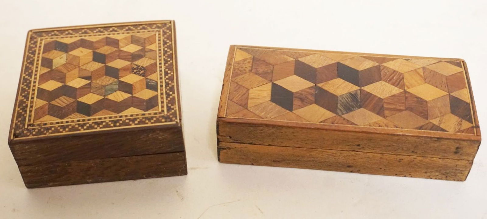 ANTIQUE INLAID MINIATURE COVERED BOXES (1 of 4)