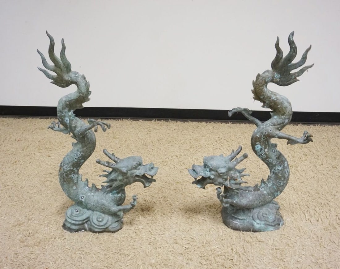 2 BRONZE ASIAN GARDEN DRAGONS (1 of 6)