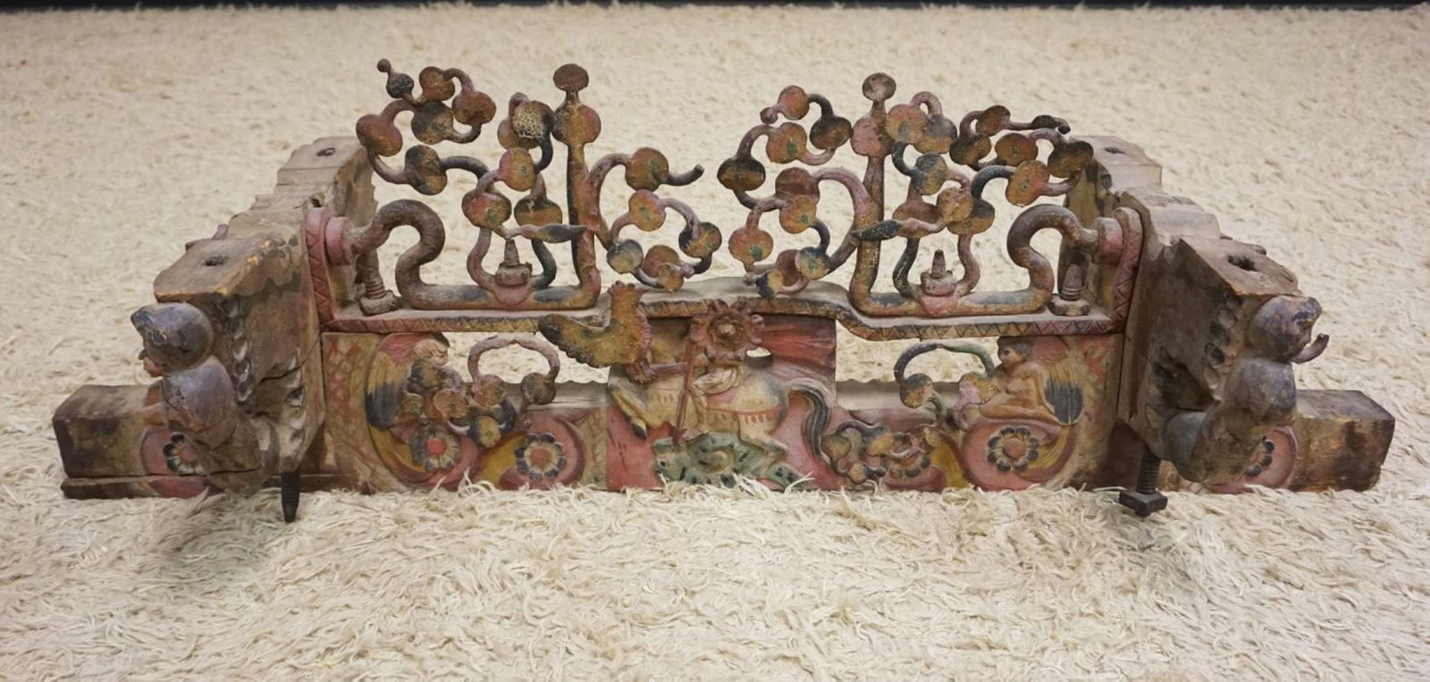 ANTIQUE ORNATE PAINT DECORATED CROSS (1 of 7)