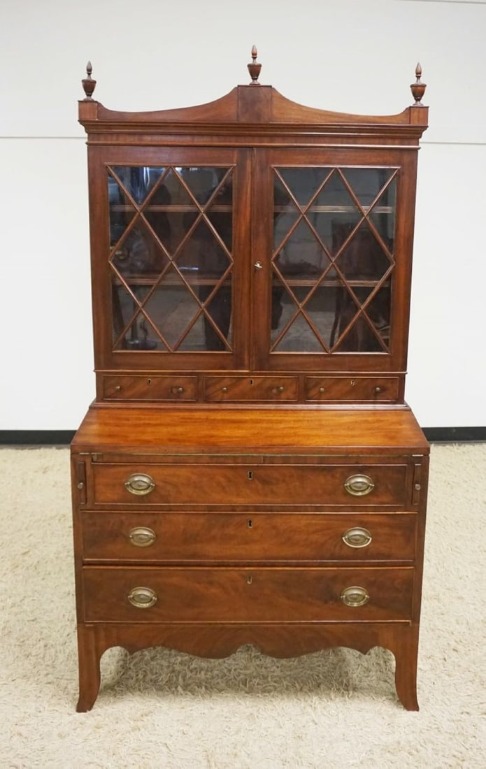 MAHOGANY FEDERAL 2 PART SECRETARY DESK (1 of 8)