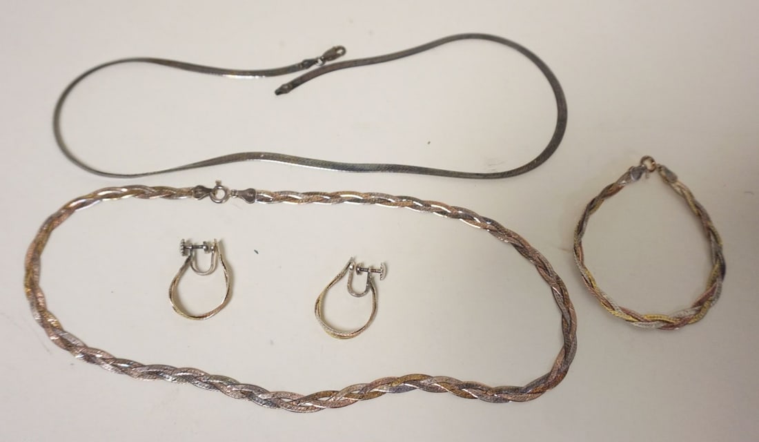 TRI COLOR STERLING SILVER NECKLACE SET (1 of 2)