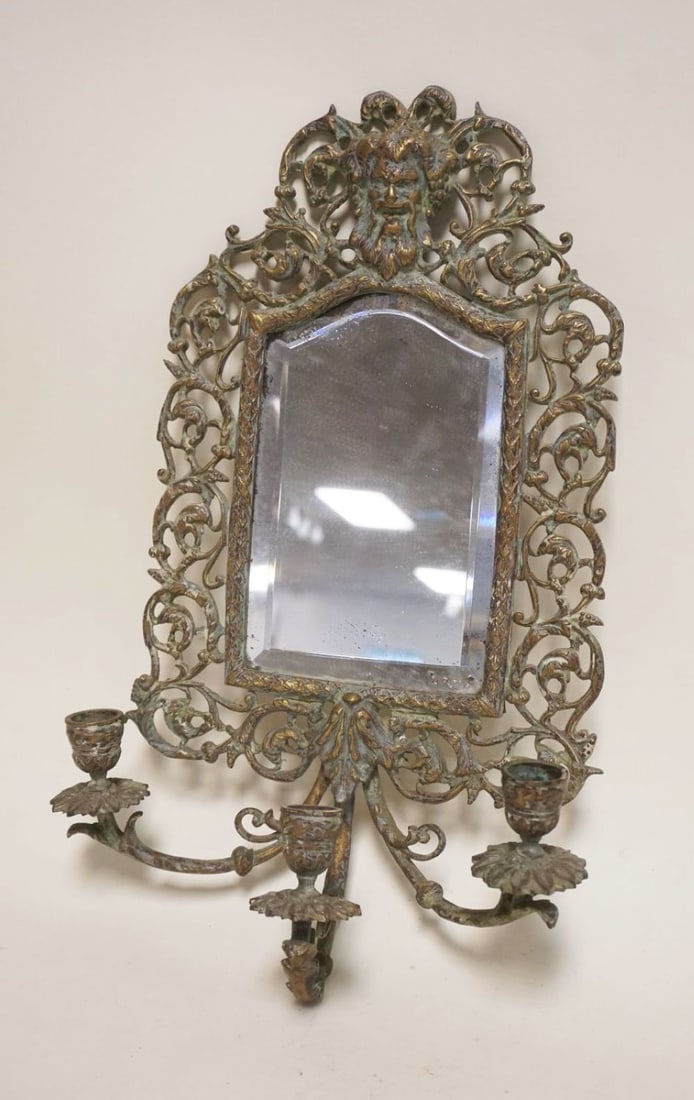ORNATE BRASS  WALL HANGING MIRROR (1 of 2)