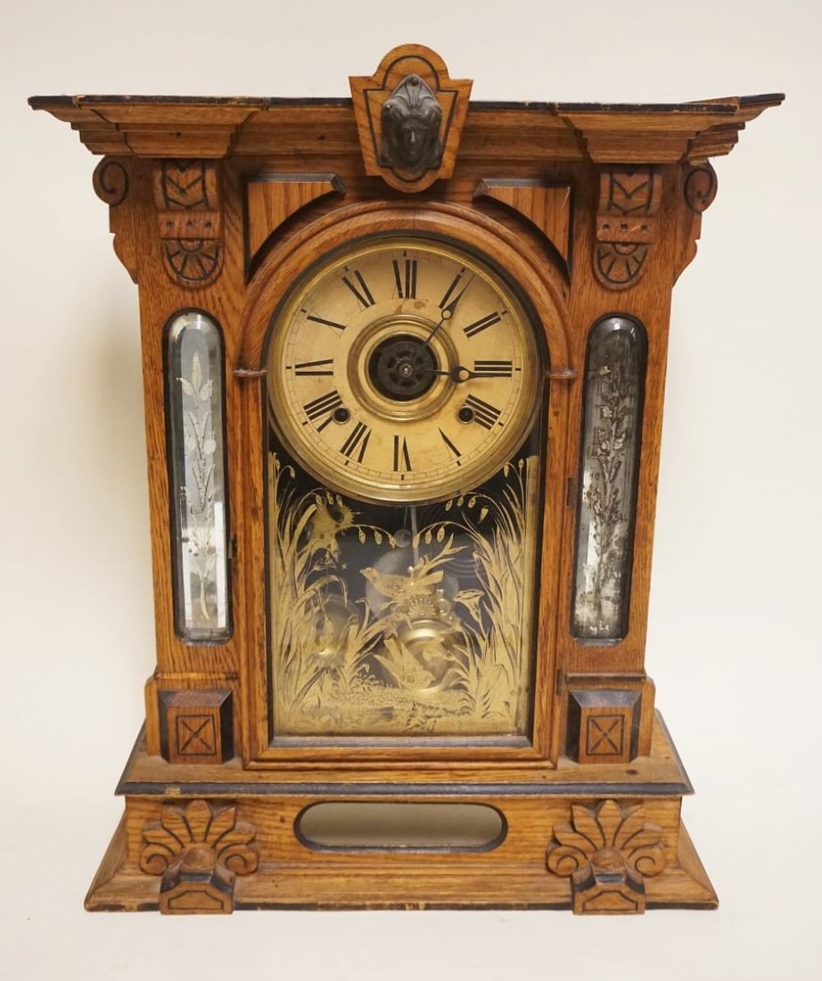 ANTIQUE GILBERT SHELF CLOCK (1 of 4)