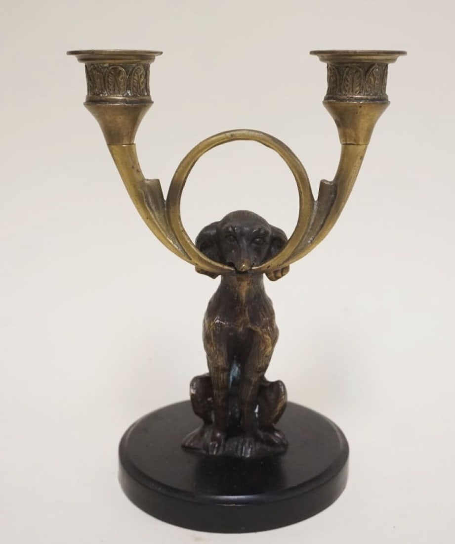 FIGURAL BRASS DOUBLE CANDLESTICK (1 of 3)