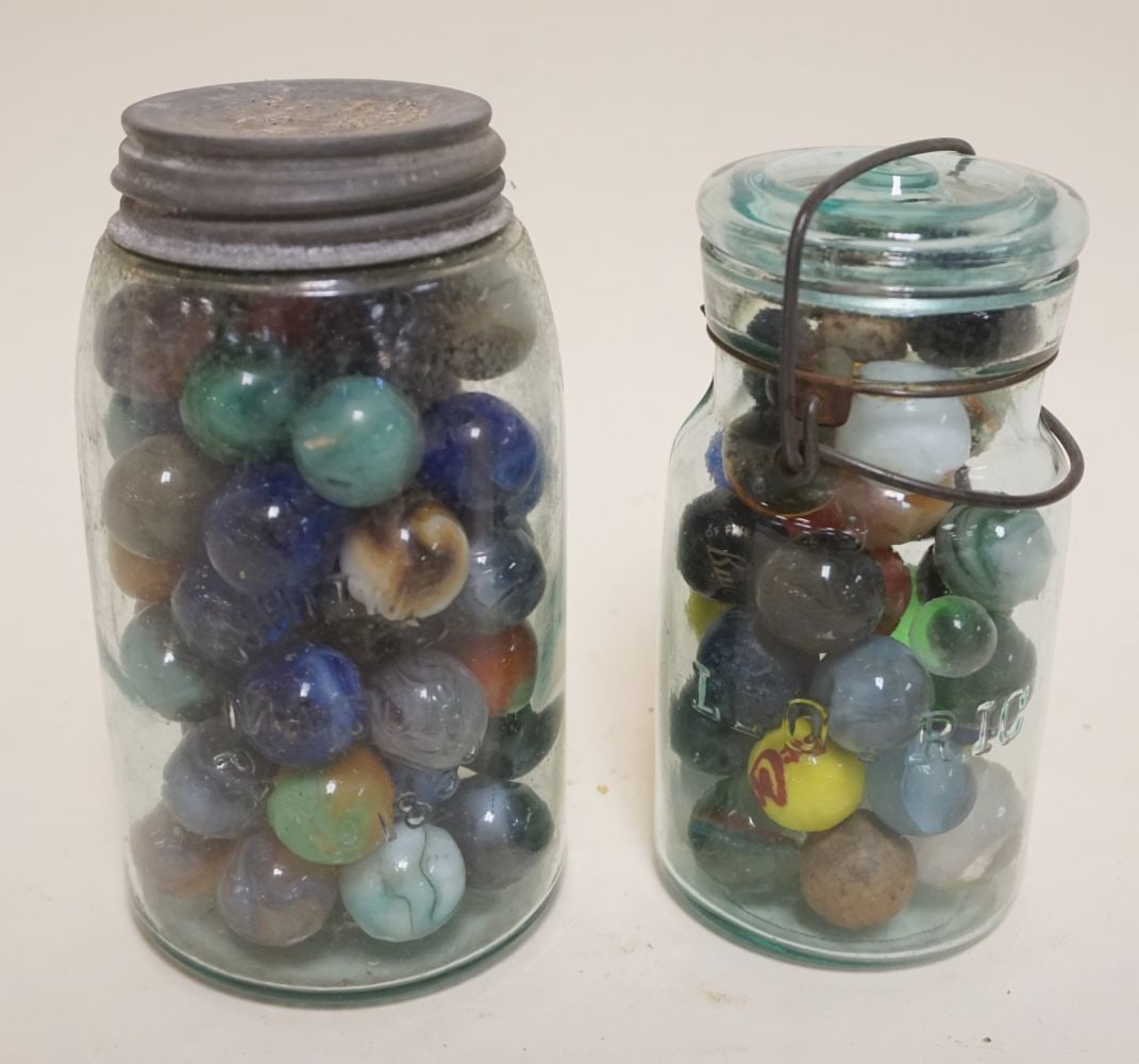 MASONS & LECTRIC JARS FILLED W/MARBLES (1 of 3)