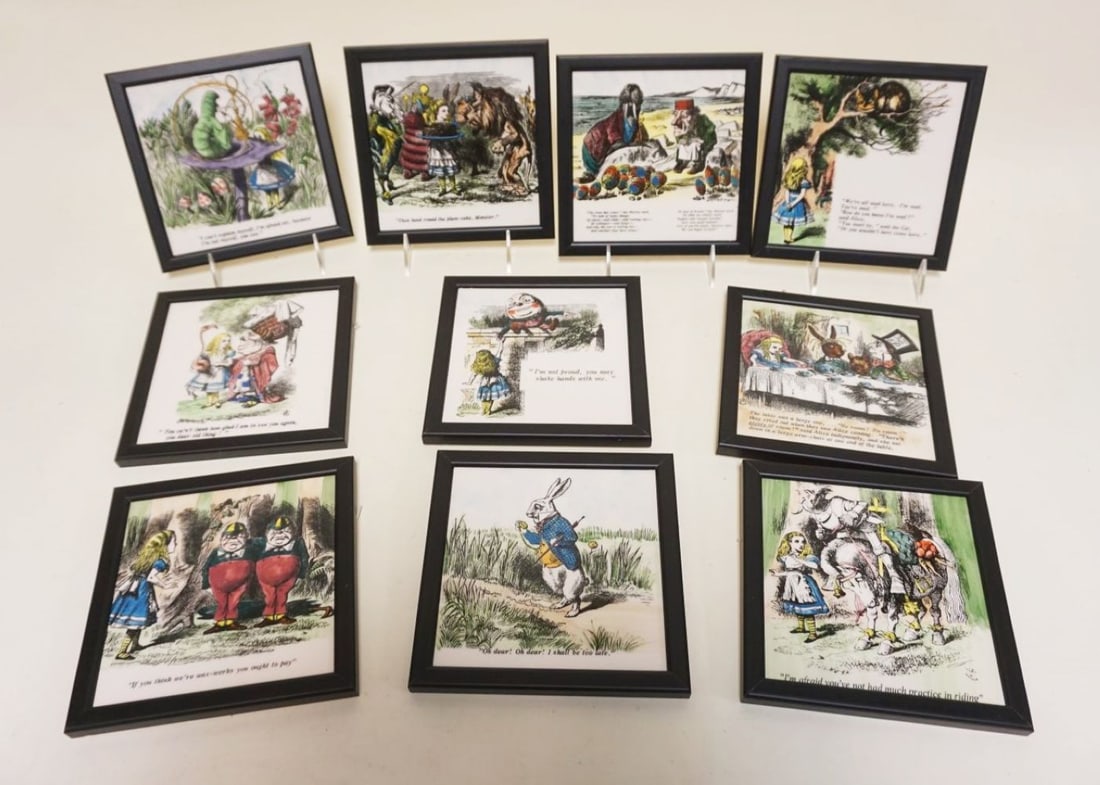 GROUP OF 10 ALICE IN WONDERLAND CERAMIC TILES (1 of 5)