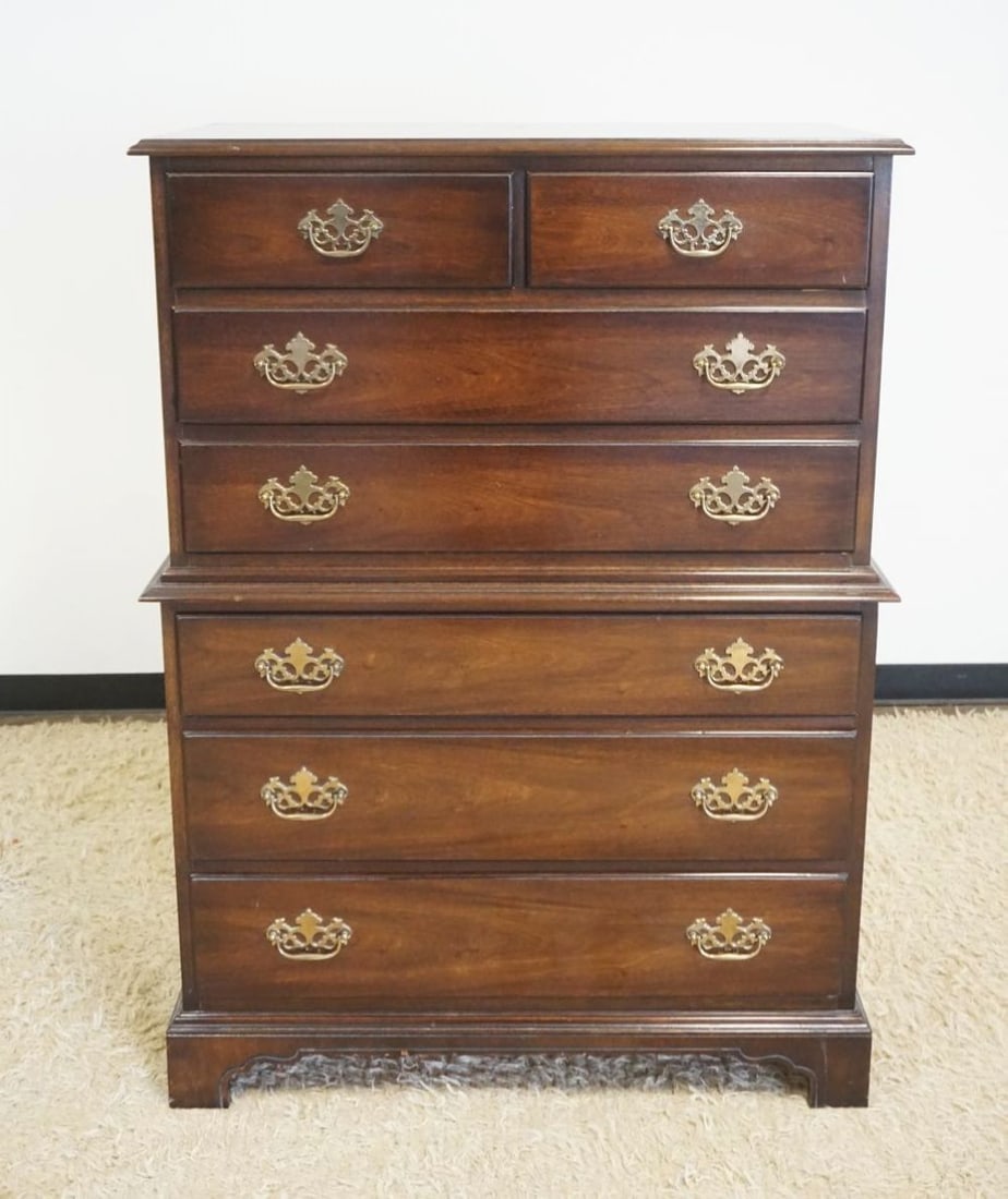 DREXEL *BICENTENNIAL* MAHOGANY TALL CHEST: DREXEL *BICENTENNIAL* MAHOGANY TALL CHEST, 7 DRAWERS, SOME BRUISING TO TOP EDGE, APPROXIMATELY 40 IN X 20 IN X 55 IN HIGH