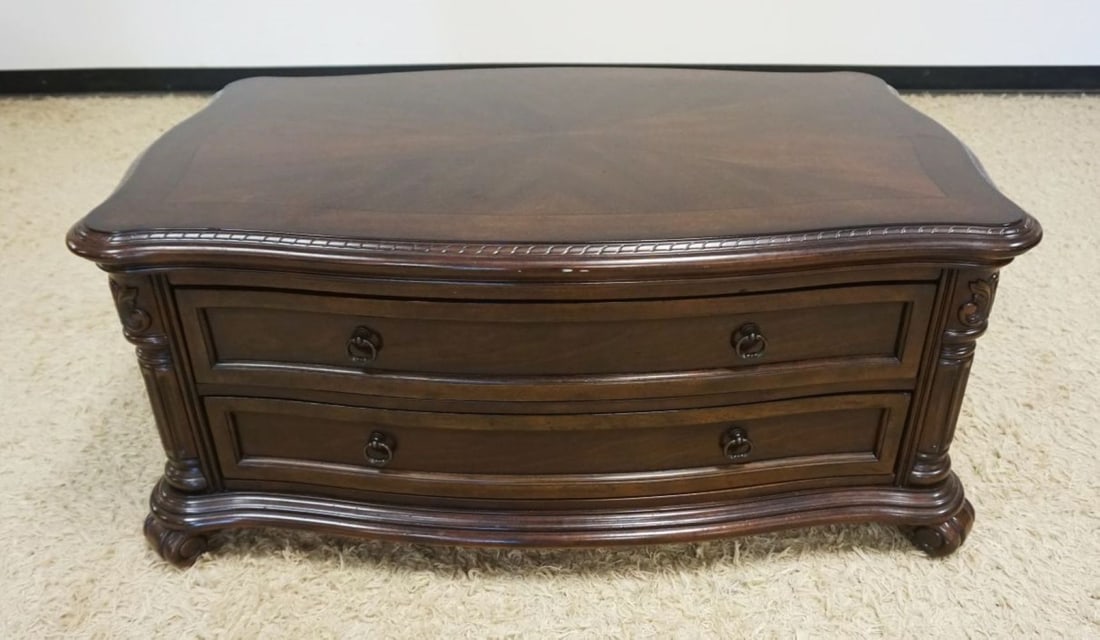 MAHOGANY SCALLOPED EDGE COCKTAIL TABLE (1 of 4)