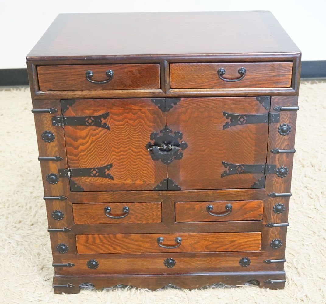 ASIAN 5 DRAWER 2 DOOR MINIATURE CHEST (1 of 4)