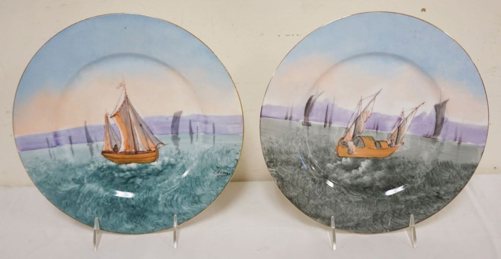 LIMOGES FRANCE 2 ARTIST SIGNED PLATES (1 of 4)