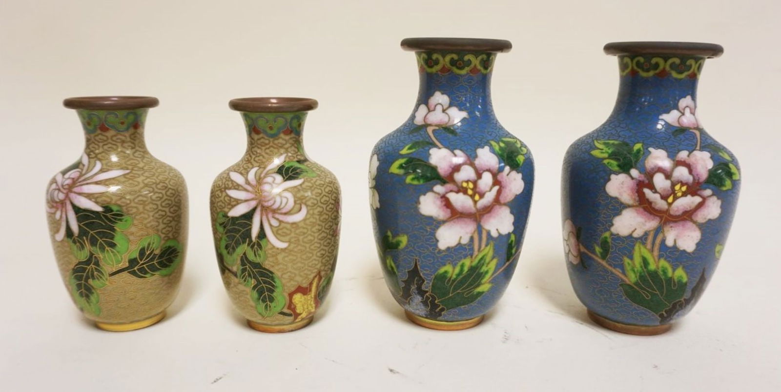 2 PAIR CLOISONNE VASES (1 of 4)
