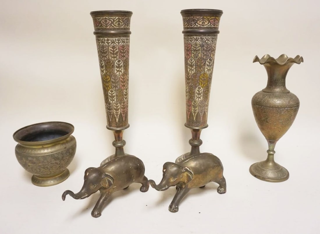 GROUP OF ANTIQUE ENAMELED BRASS (1 of 4)