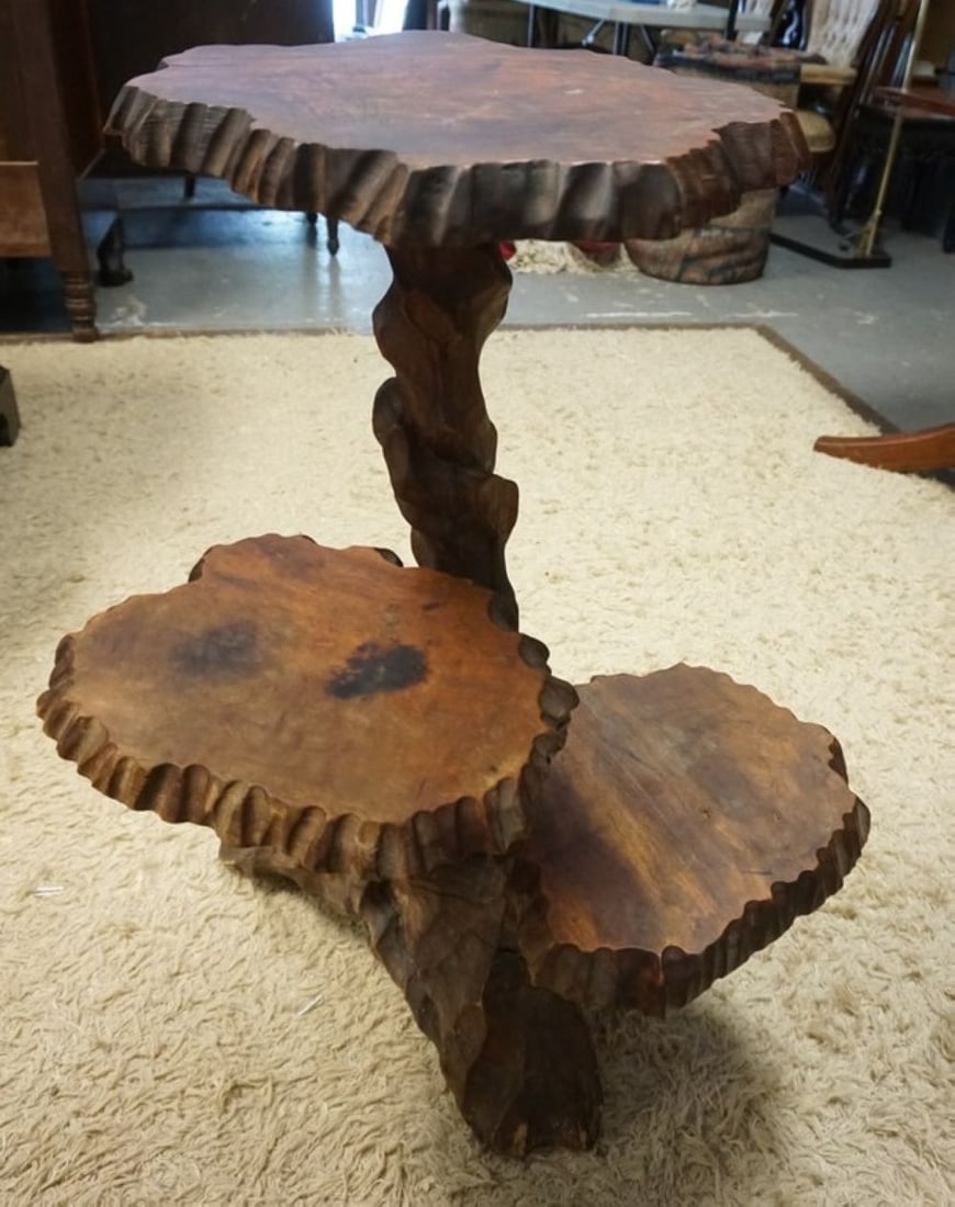 CARVED WOOD 3 TIER SHELF (1 of 2)