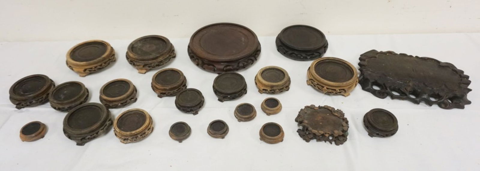 GROUP OF ASSORTED ASIAN WOOD STANDS (1 of 4)