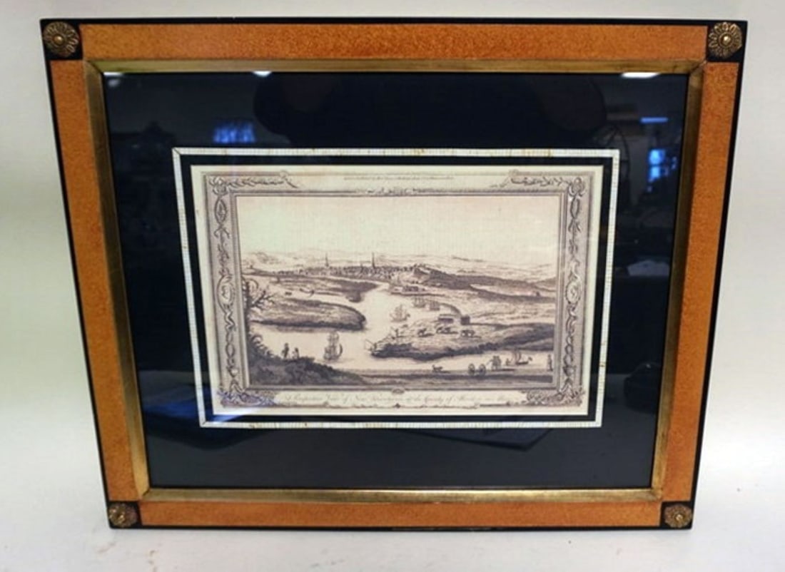 CONTEMPORARY *NEW ABERDEEN*: CONTEMPORARY FRAMED COPY OF ANTIQUE ENGRAVING *NEW ABERDEEN*, APPROXIMATELY 21 1/2 IN X 25 1/4 IN OVERALL