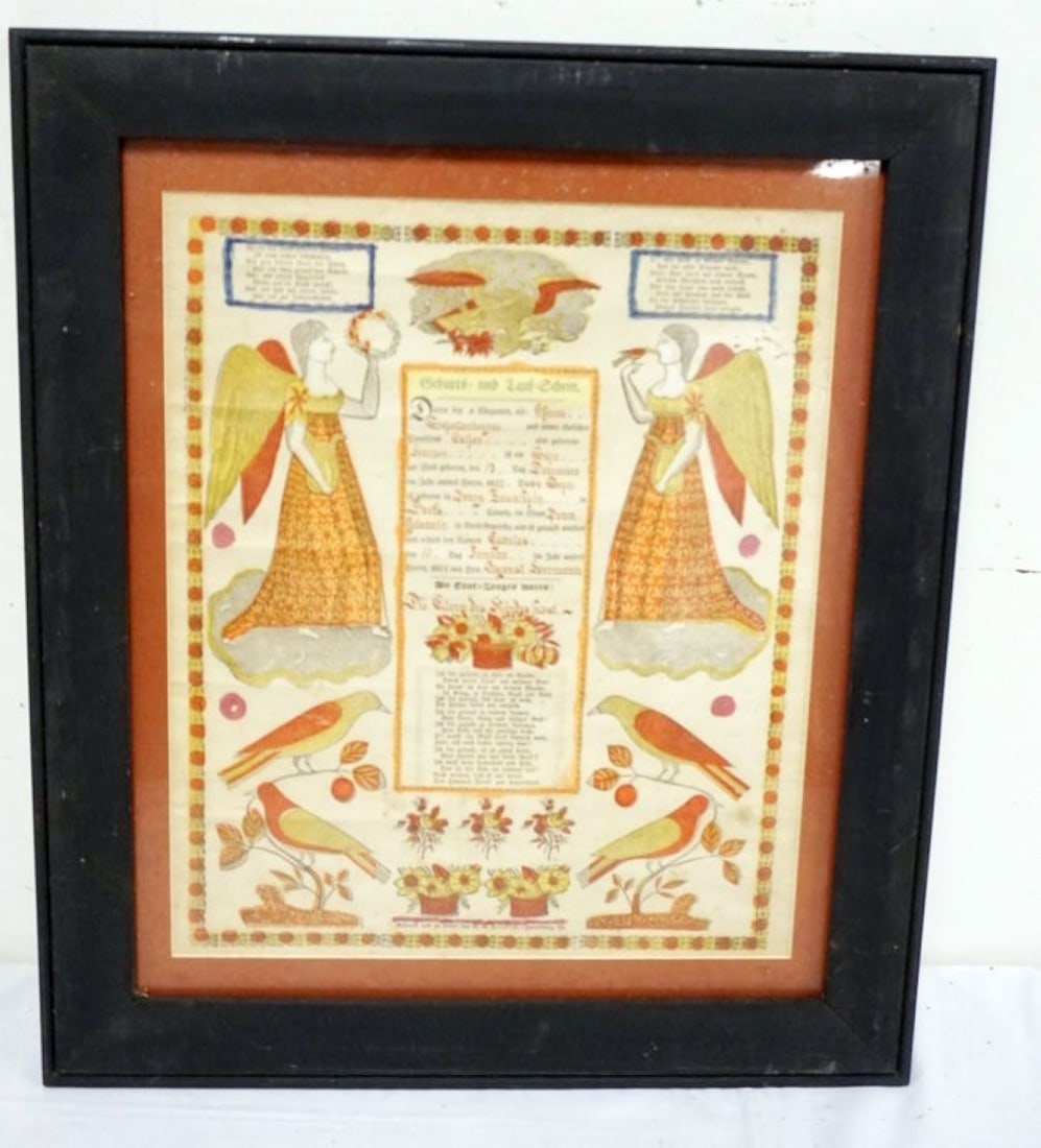 1855 PENNSYLVANIA DUTCH BIRTH CERTIFICATE (1 of 2)