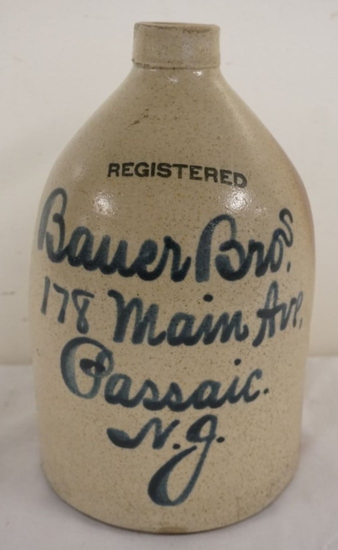 BLUE SCRIPT STONEWARE JUG (1 of 5)