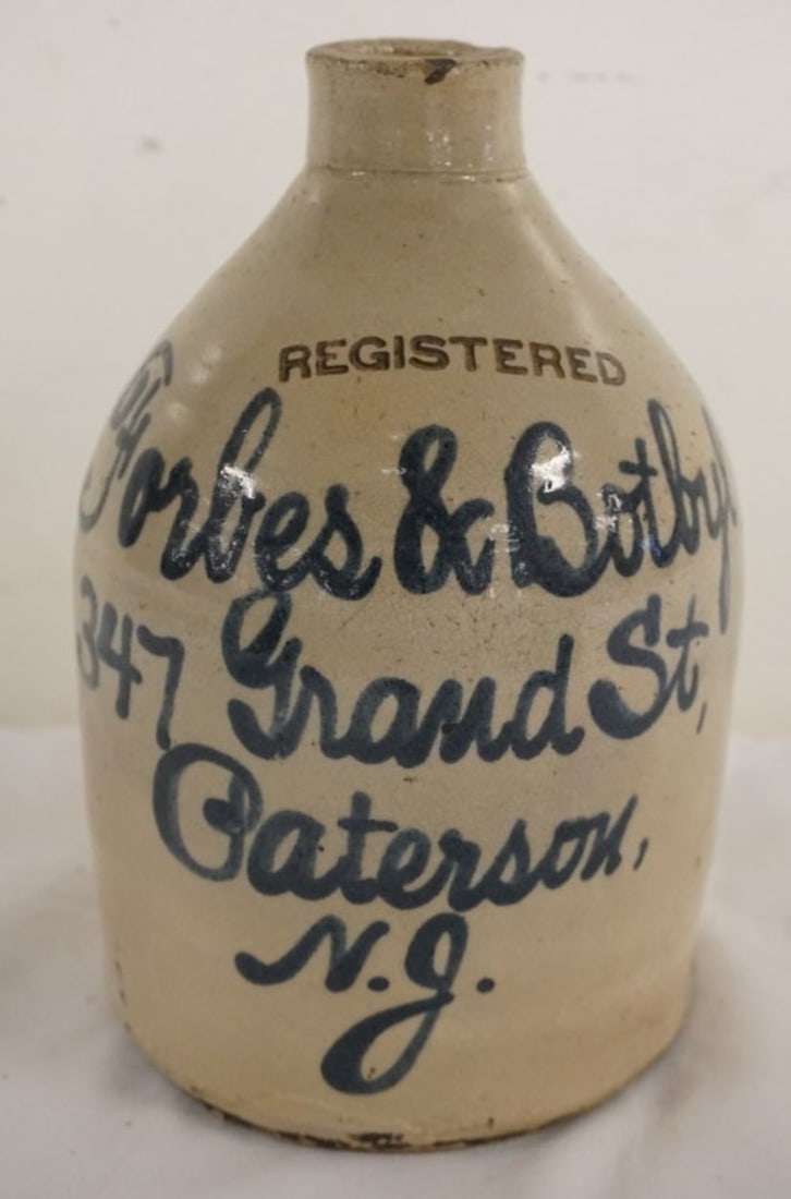 BLUE SCRIPT STONEWARE JUG (1 of 5)