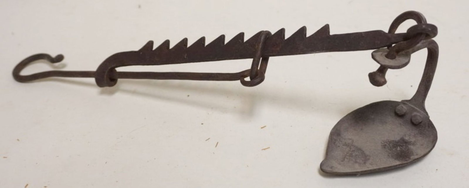 ANTIQUE METAL BETTY LAMP: ANTIQUE METAL BETTY LAMP