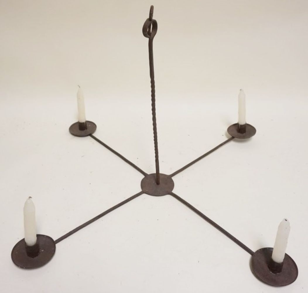 PRIMITIVE WROUGHT IRON CANDLE CHANDELIER (1 of 3)