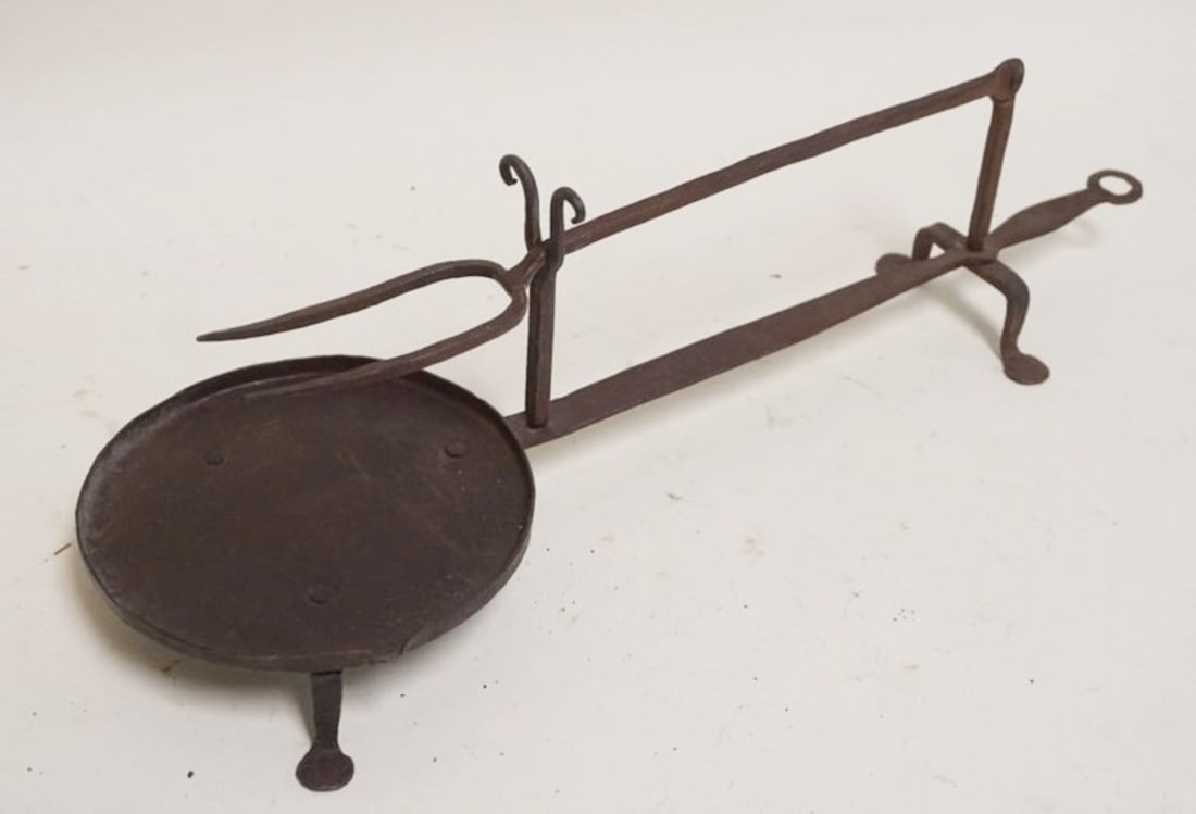 PRIMITIVE HAND FORGED METAL FORK & DRIP PAN (1 of 2)