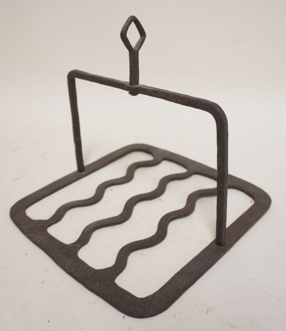 ANTIQUE HAND FORGED WROUGHT IRON HANGING ROASTER (1 of 2)