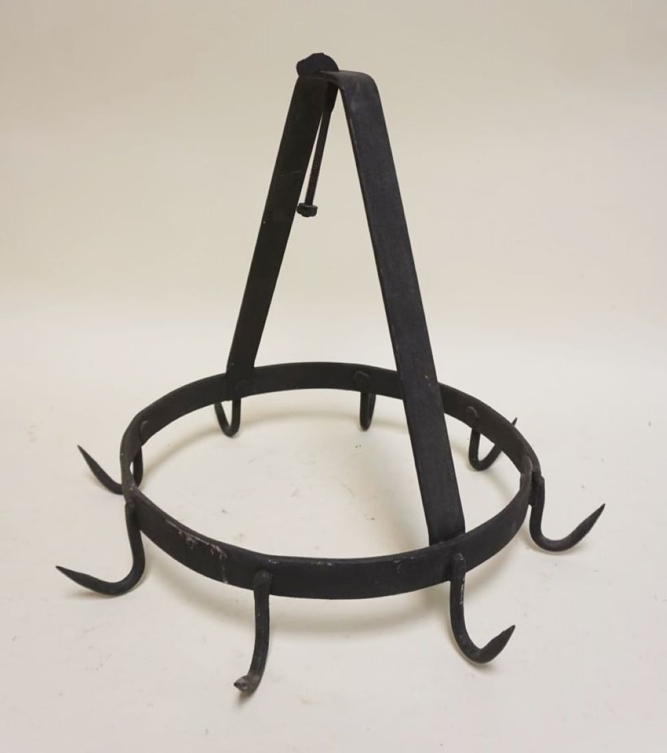 PRIMITIVE WROUGHT IRON FIREPLACE GAME RACK (1 of 2)