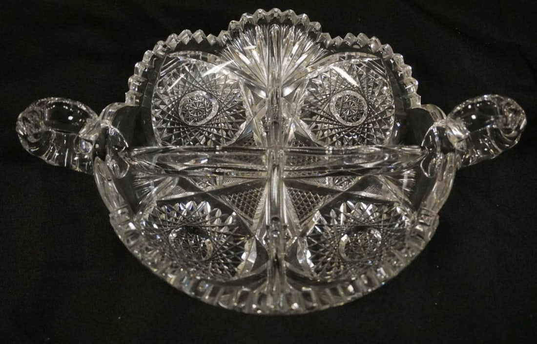 BRILLIANT CUT GLASS DIVIDED DISH (1 of 3)